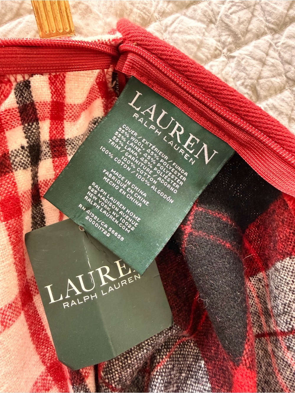 Ralph Lauren Plaid Red & Black 20x 20 pillow cover NWT - Picture 3 of 4